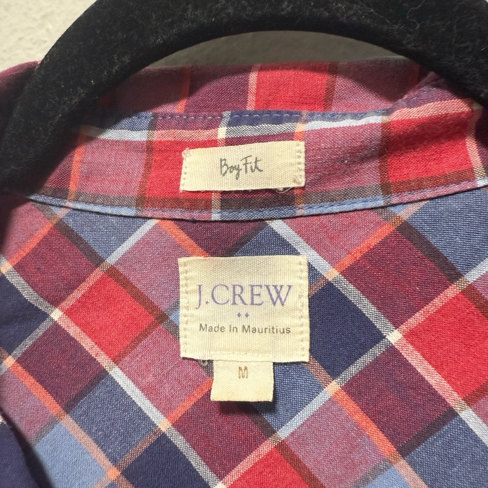 J. Crew Red and Blue Checkered Boy Fit Shirt Size Medium - Picture 2 of 4